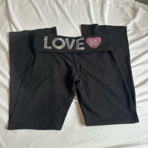 Y2K Victoria's Secret Bling foldover Waist Flare Yoga Pants